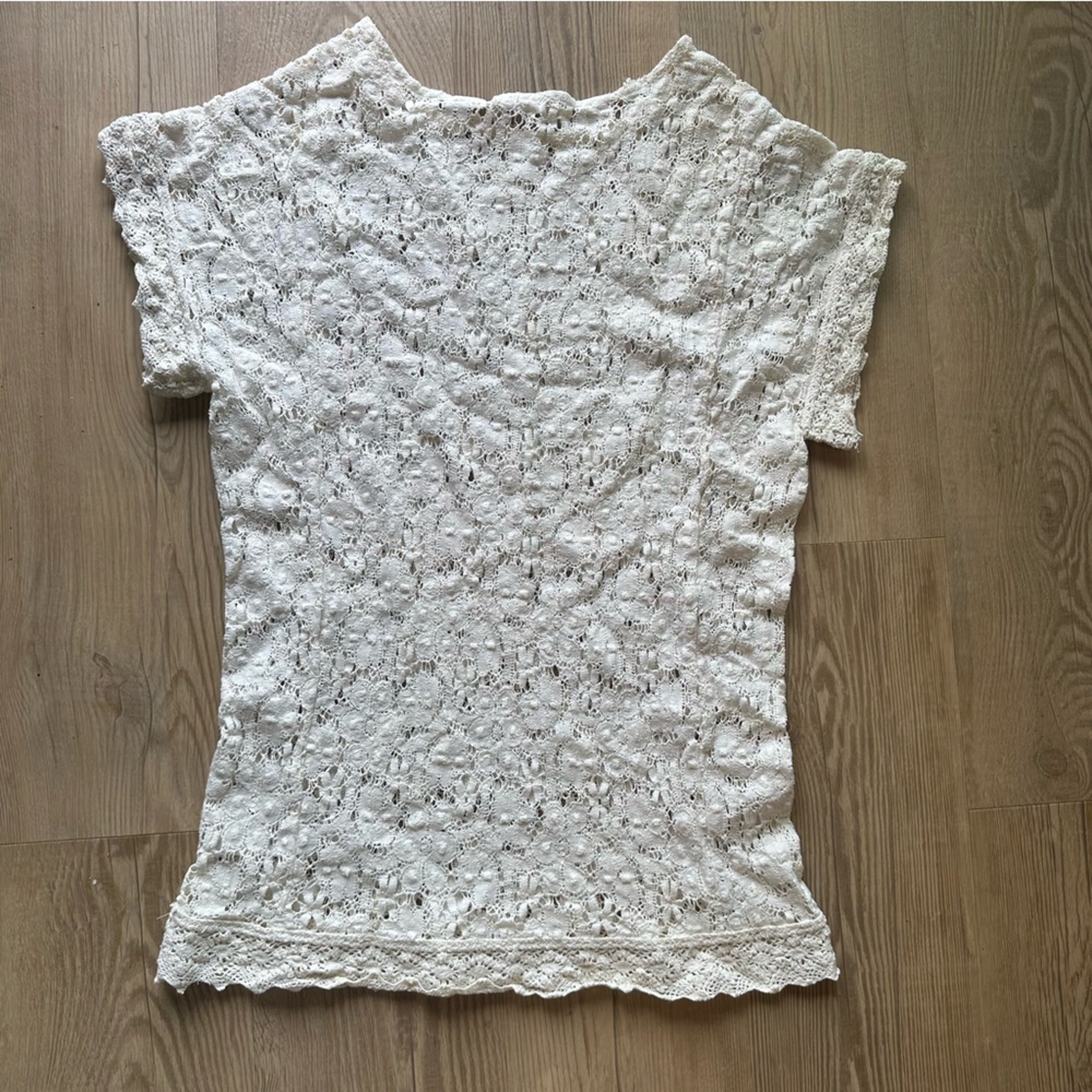 JOIE a la plage Balton Lace Tunic in Off White size XS swim cover up crochet - Picture 4 of 9